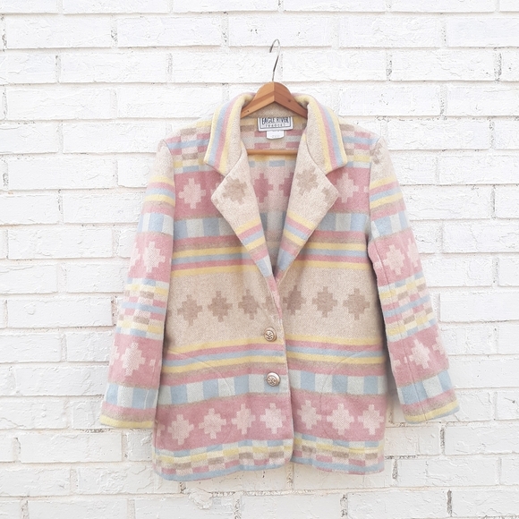 Vintage Eagle River Traders Wool Aztec Blazer Jacket - Picture 1 of 8